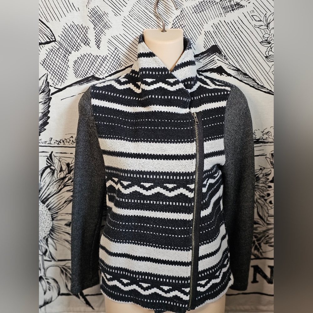 Anthropologie BLACKLETTER T-SHIRT JACKET Sz Small Striped Assemetrical